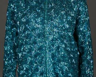 Early 1960s hand applied cluster sequin knit sweater