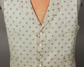 Great 1910s Mens Printed Satin Waistcoat with stud buttons