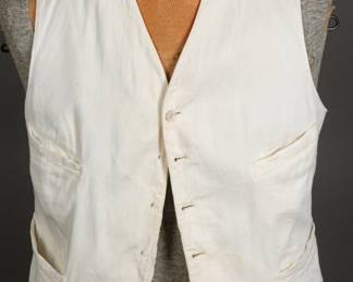 Nice 1920s to 1930s textured cotton Mens button up vest with button studs