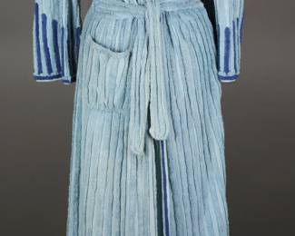 The best Early 1940s Two Tone Blue Chenille robe with waist tie and pocket