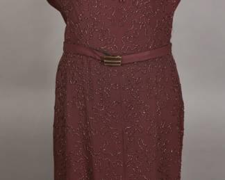 Rich Brown 1940s Rayon allover beaded cocktail dress