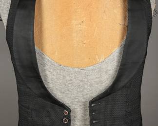 High Style 1930s Deco Men's Silk Tuxedo Vest with Pearl studs