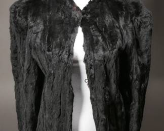 Deco era 1930s black dyed ermine puff sleeved jacket