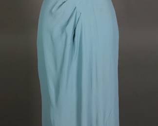 Wartime 1940s Slate Blue Rayon Crepe Gown with pleating details