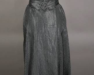 Very Rare 1930s Deco designer Black and Silver Silk Taffeta Gown