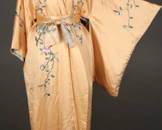 Luxurious all silk 1940s to 1950s heavily embroidered kimono robe