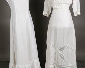 Extraordinary Edwardian era embroidered cotton dress and contemporary made underslip