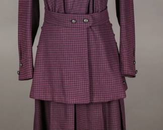 Rare and Seasonal Very late 1910s to early 1920s Womens Purple and Black velvet plaid walking suit