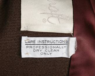 Large satin label on a 1960s coat