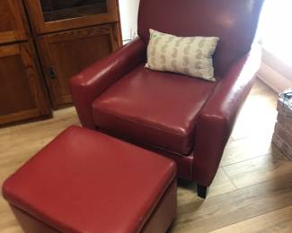 Red Chair and storage ottoman