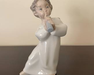 Vintage Lladro #4540 Angel Cherub with Flute Horn