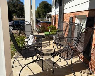 Wrought Iron Table, Bench and Chair set.