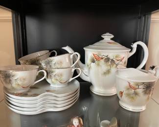 Vintage Japanese PINE TREE Fine Translucent CHINA Tea Set