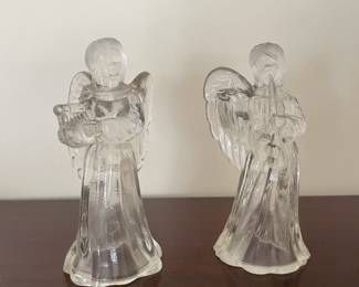 Antique Glass Angel Candlestick Holders