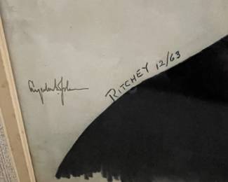 Vintage 60s President Lyndon B Johnson Portrait Signed "RITCHEY 12/63"