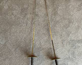 Pair of Vintage Toledo Spain Brass Engraved Art Fencing Sword 