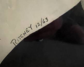 Vintage 60s President Lyndon B Johnson Portrait Signed "RITCHEY 12/63"