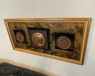 Vintage Mid Century Turner Glass Wall Accessory Medallions 1960s Greco-Roman Art