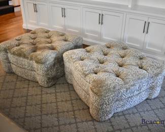 Pair of custom tufted ottomans