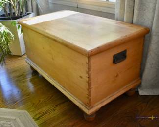 Pine trunk with iron handles and hinges