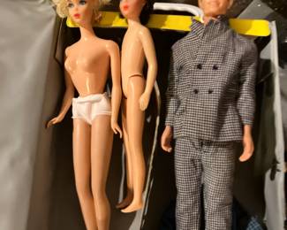 Vintage talking Barbie, Midge, talking Ken, no sound