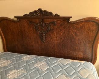 Closeup on oak headboard