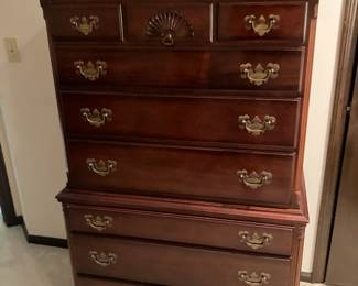 Solid mahogany highboy w 9 dovetailed drawers, K. Ling Furniture