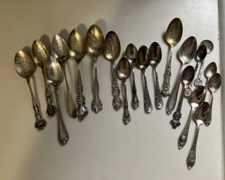 Sterling silver souvenir spoons, sterling silver demitasse spoons