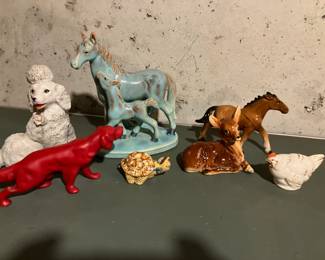 Vintage porcelain animal figures, marked Japan