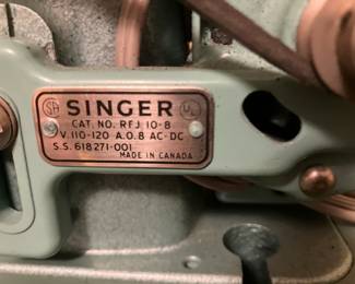 Identification plate on Singer sewing machine, 10-8