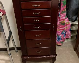 Jewelry armoire w 8 drawers, mirror, and 2 doors