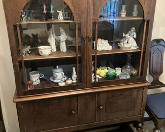 1930's walnut china cabinet