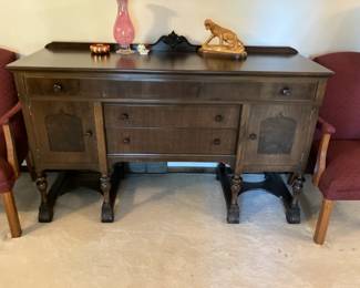 Antique 1930's walnut buffet