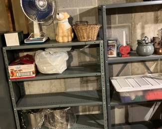 Gray metal shelves