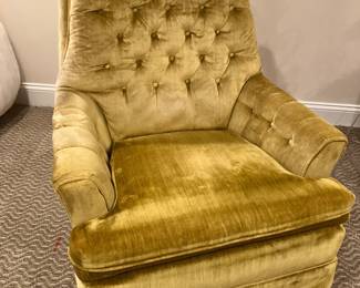 Vintage 1960's chair w yellow gold upholstery 
