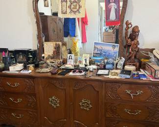 Carved Wood Vanity Dresser