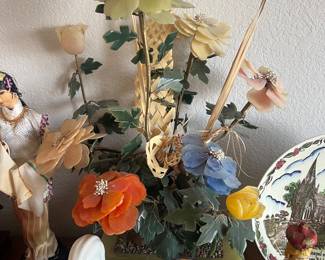 Vintage Glass/ Stone Flower Arrangement