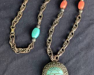 Hobe Necklace With Turquoise And Coral Accents