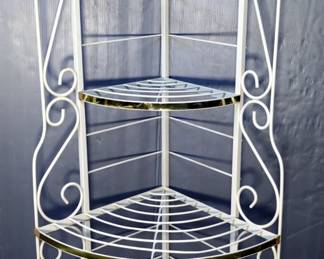 Metal Corner Shelf With Decorative Accents, Approx 72" x 28.5" x 21.5"