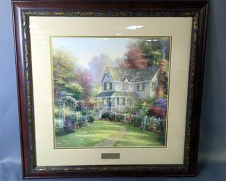 Thomas Kinkade (1958-2012) "Victorian Garden II" Library Edition Print, Double Matted And Framed, 28" x 28"