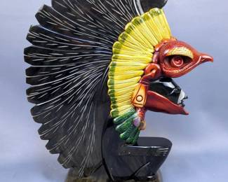 Hand Carved Aztec Eagle Warrior Sculpture