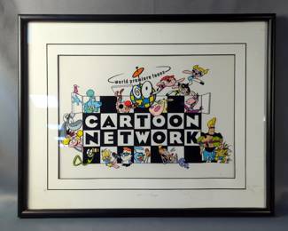 Cartoon Network "World Premiere Toons" 1995 Early Promotional Sericel, Framed And Matted, 18.5" x 23.5"