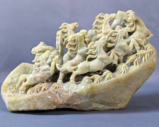Hand Carved Jade Horses Sculpture