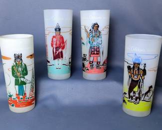 Oklahoma Native American Tribe Frosted Tumblers, Qty 4