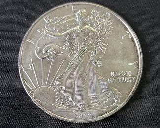 2012 American Eagle $1 Silver Coins, Qty 5, Each Is 1 oz Fine Silver