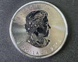 2015 Canada $5 Maple Leaf Silver Coins, Qty 2, Each Is 1 oz .9999 Fine Silver