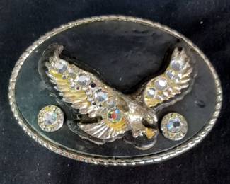 Eagle And Cross With Turquoise Accent, Made In Italy Belt Buckles