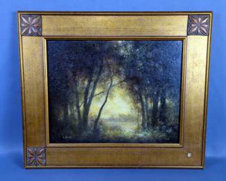 Chuck Davis 'Old Landscape' Oil On Canvas Painting, Framed And Signed By Artist, 16" x 19" in Ornate Gold Frame