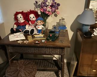 Vintage Wicker Dest and Stool 