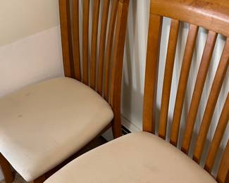 A Set of Six Dining Chairs in Great Shape, Needs Recovering of Cushions.